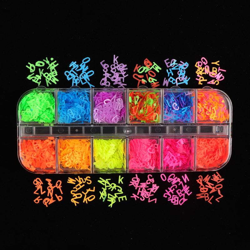 12 boxed colorful alien sequins butterfly love flowers and stars nail DIY sequins jewelry wholesale